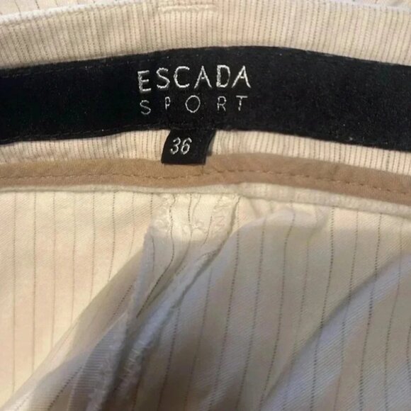 ESCADA cream pinstripe day 2 nite stylish trendy straight leg  cropped pants 36 - Picture 3 of 4